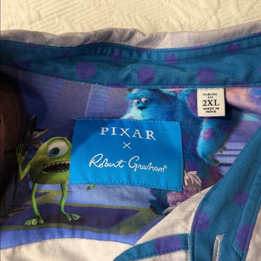 Disney PIXAR X Robert Graham Patterned Character LSleeve Button-Down Classic 2XL - Picture 9 of 15